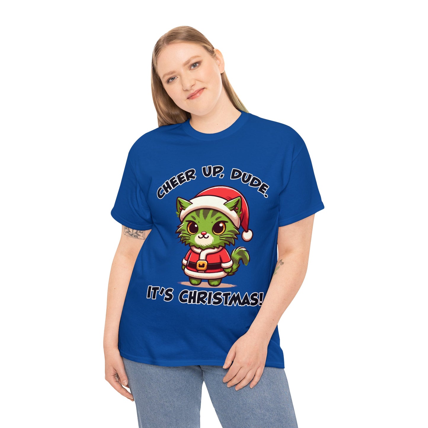 Cheer Up Dude Christmas Unisex Heavy Cotton Tee