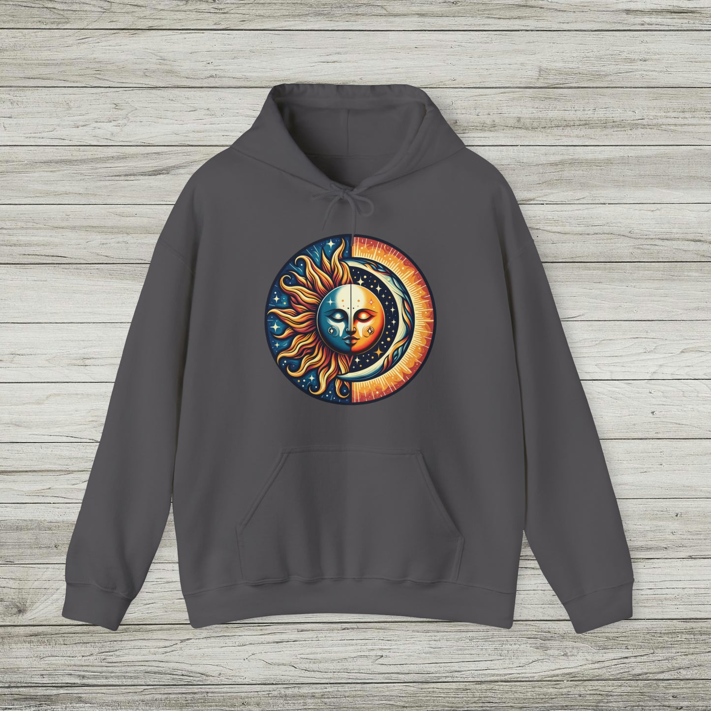 Celestial Sun Moon Hoodie, Mystic Festival Sweatshirt, Colorful Boho Bohemian Aesthetic Sweater Hooded Sweatshirt