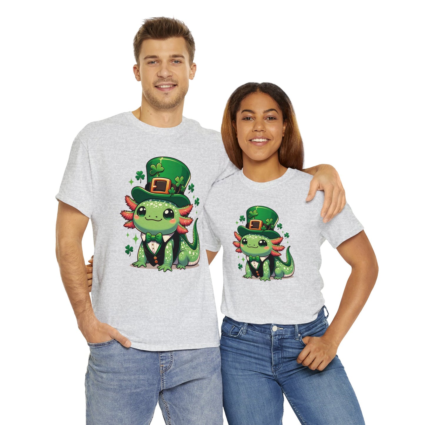 Lucky Axolotl T-Shirt, St. Patrick's Day Tee, Cute Axolotl Leprechaun Shirt, Gift for Irish Friends