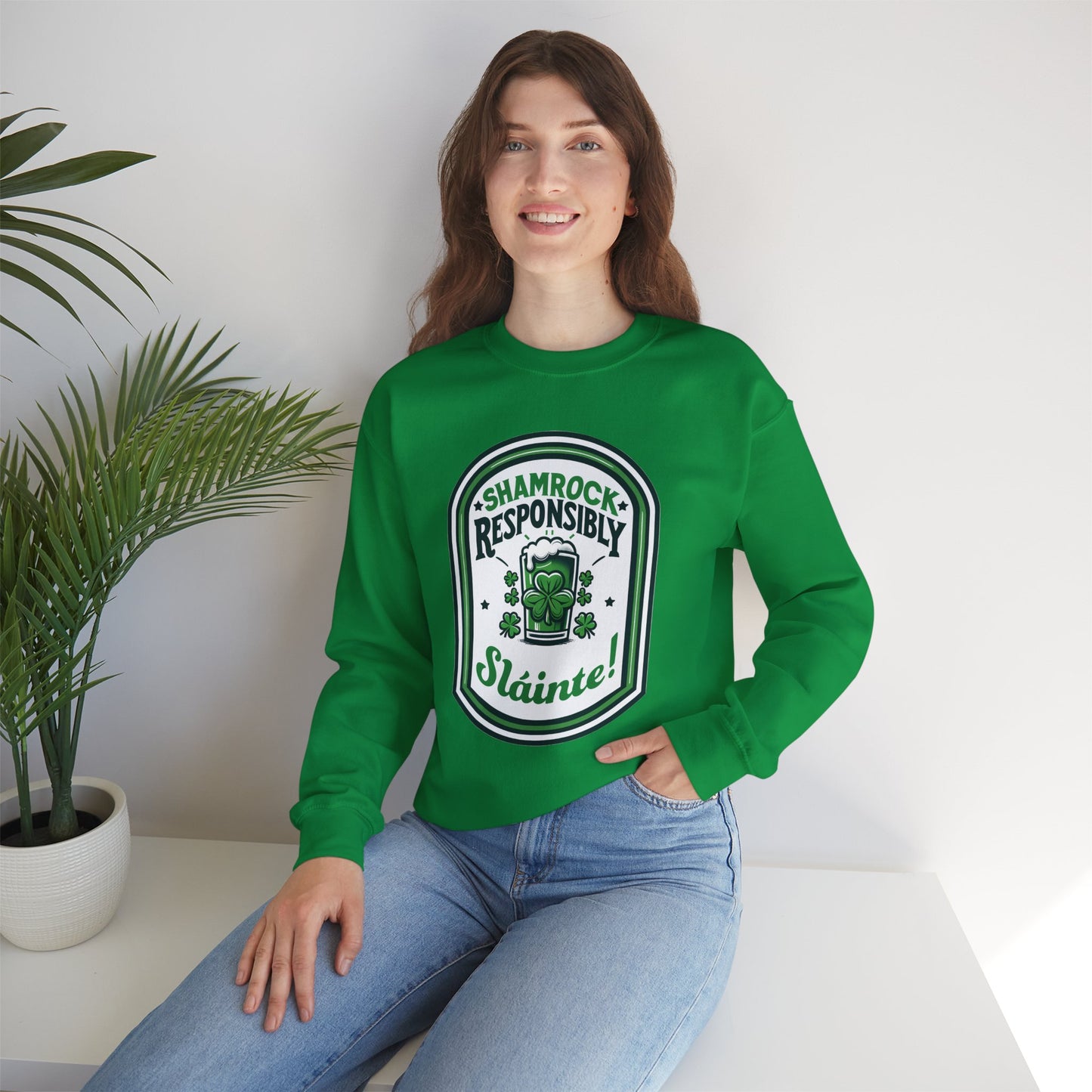 Shamrock Responsibly Slainte Sweatshirt, St. Patrick's Day Crewneck, Funny Lucky Beer Drinking Shirt