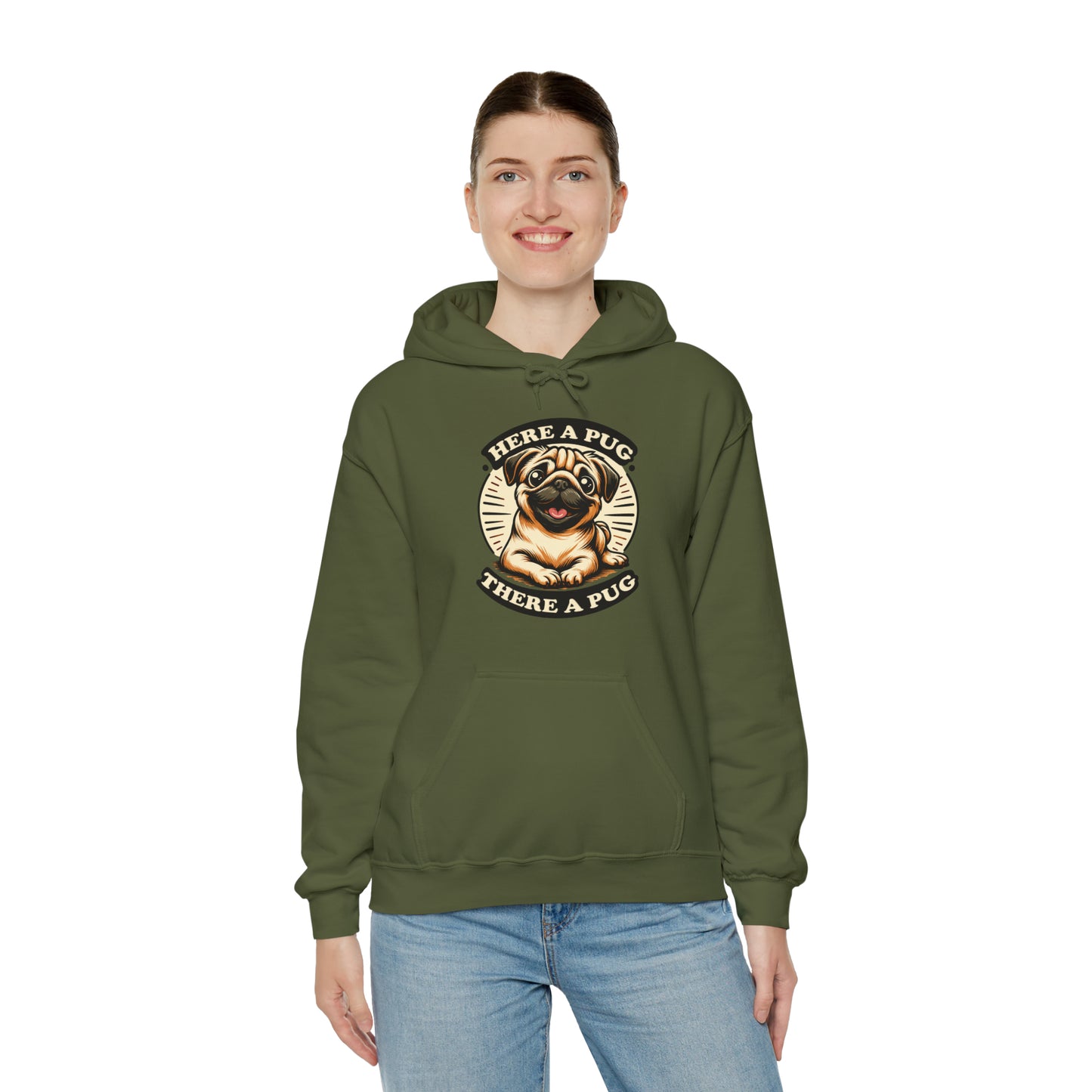 Here a Pug Hooded Sweatshirt