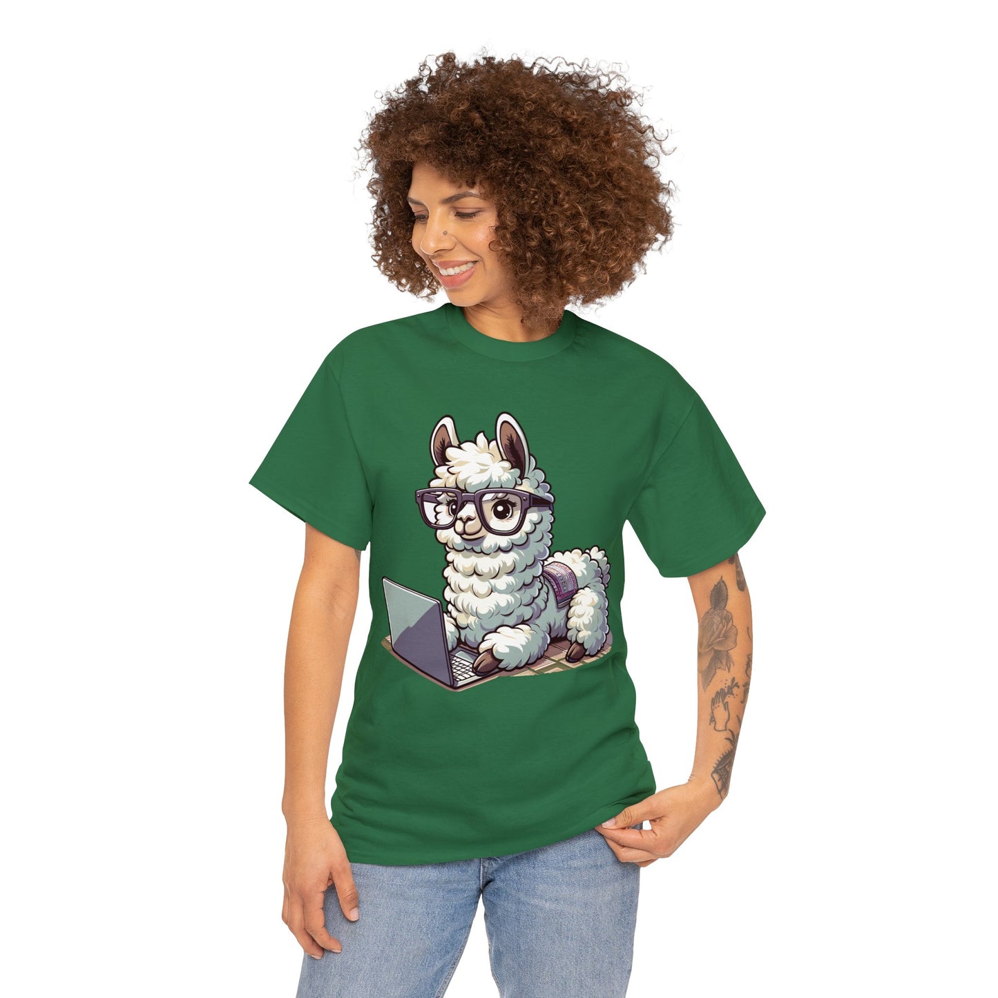 Laptop Llama Heavy Cotton Tee