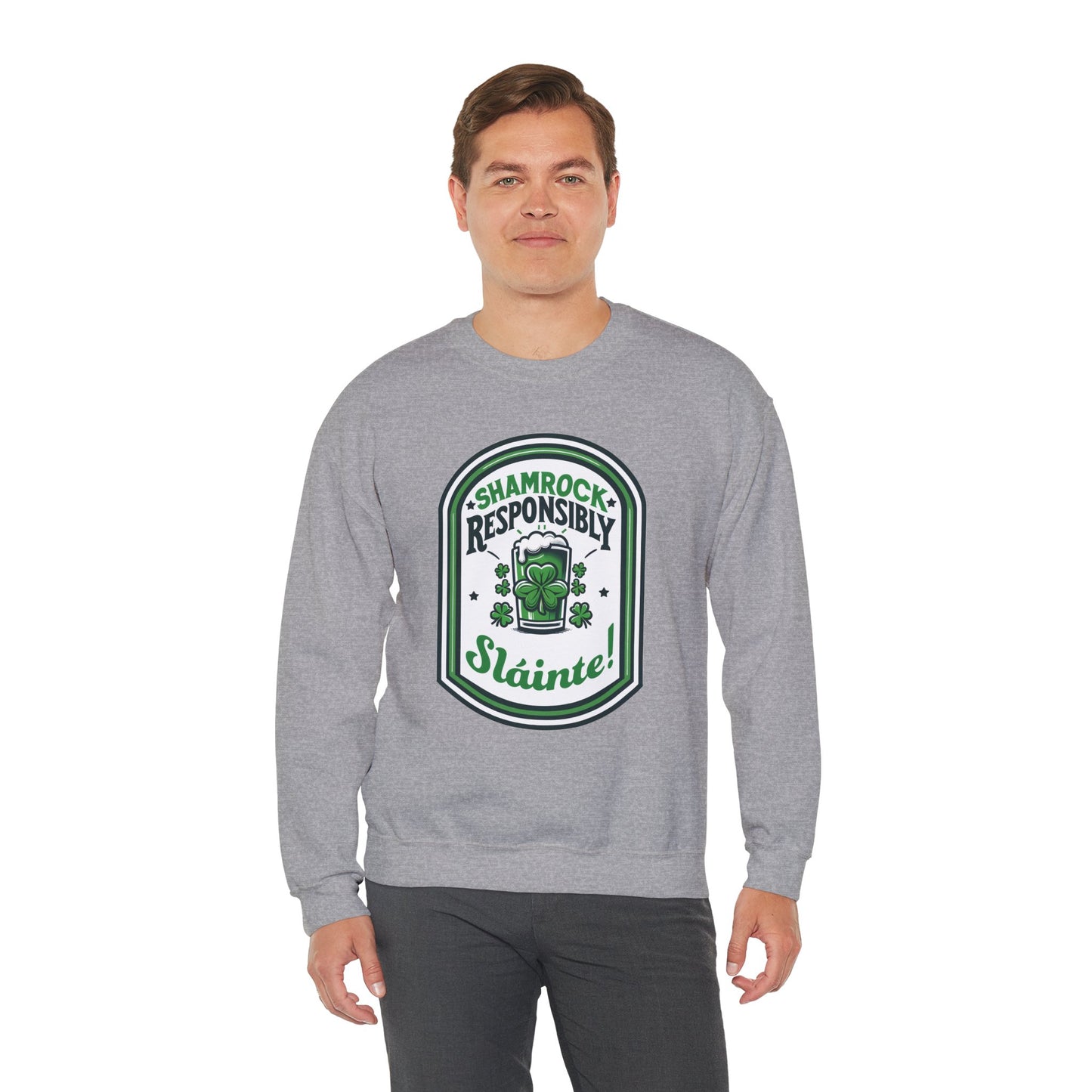 Shamrock Responsibly Slainte Sweatshirt, St. Patrick's Day Crewneck, Funny Lucky Beer Drinking Shirt