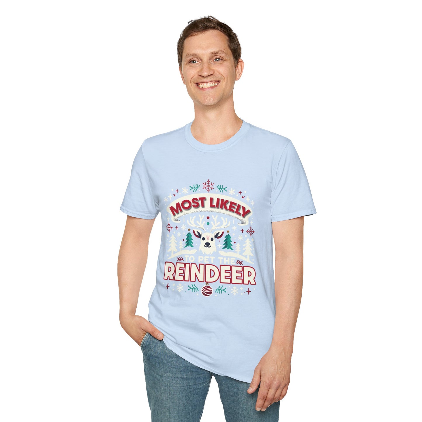 Most Likely to Pet the Reindeer Softstyle T-Shirt