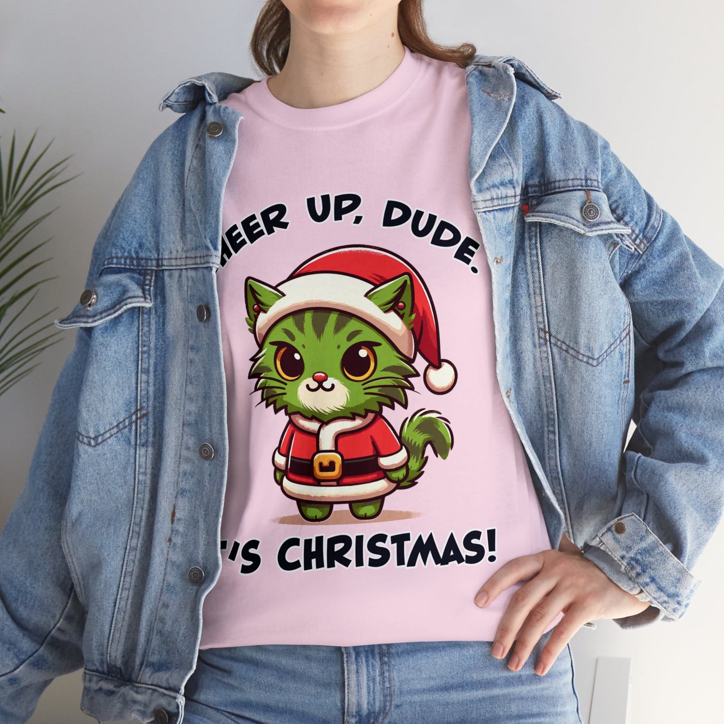 Cheer Up Dude Christmas Unisex Heavy Cotton Tee