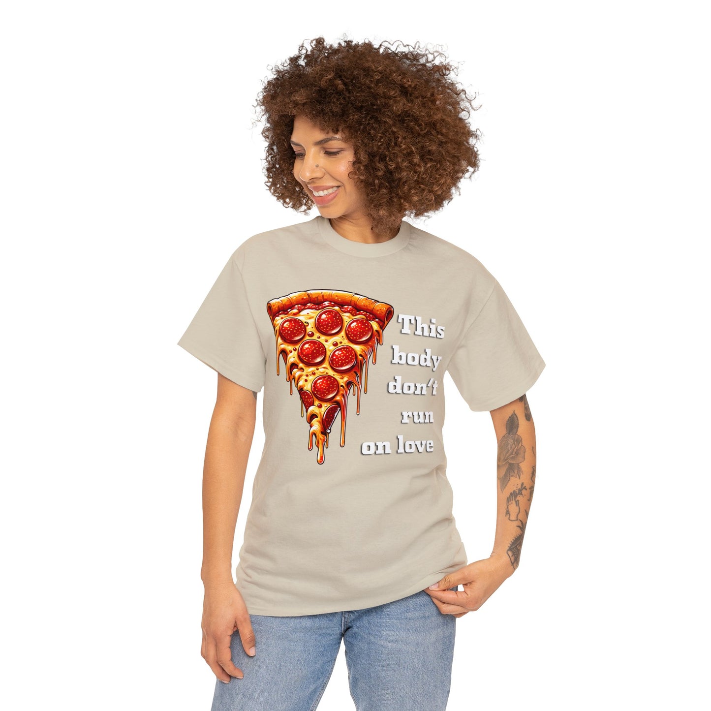 This Body Don't Run on Love Pizza Heavy Cotton Tee