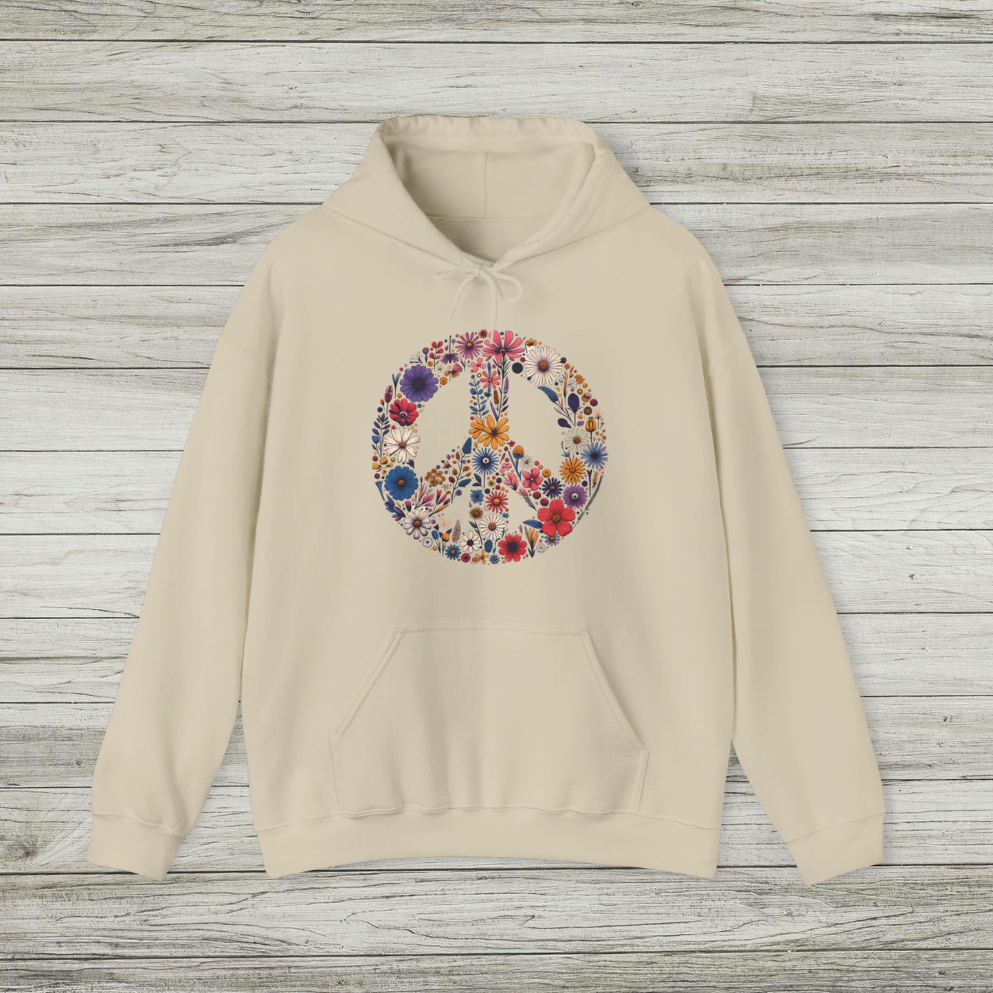 Wildflower Peace Sign Hoodie, Flower Boho Hooded Sweatshirt, Hippie Earth Day Shirt