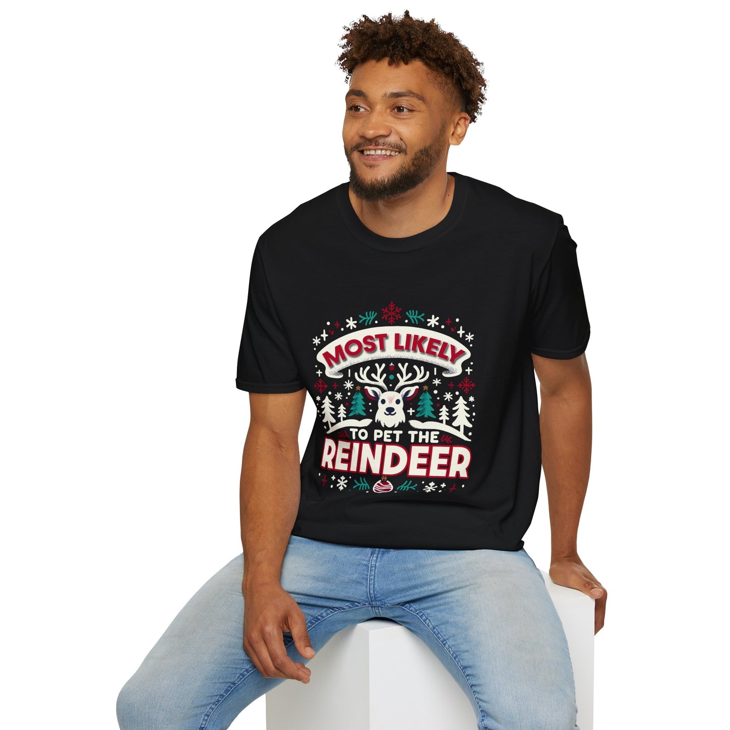 Most Likely to Pet the Reindeer Softstyle T-Shirt