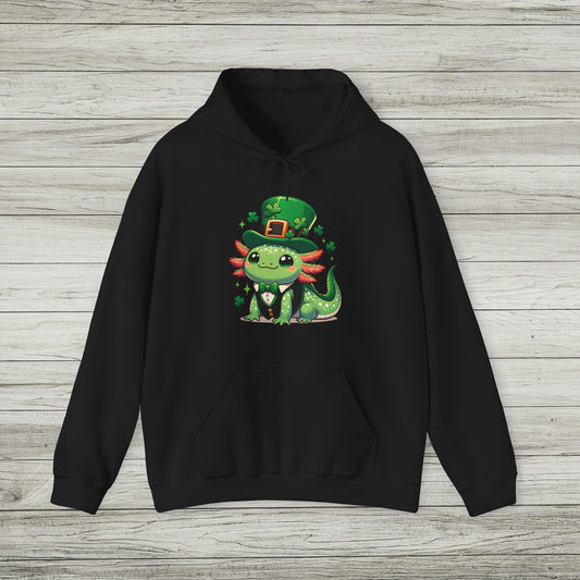 Lucky Axolotl Hoodie, St. Patrick's Day Sweatshirt, Cute Axolotl Leprechaun Shirt, Gift for Irish Friends