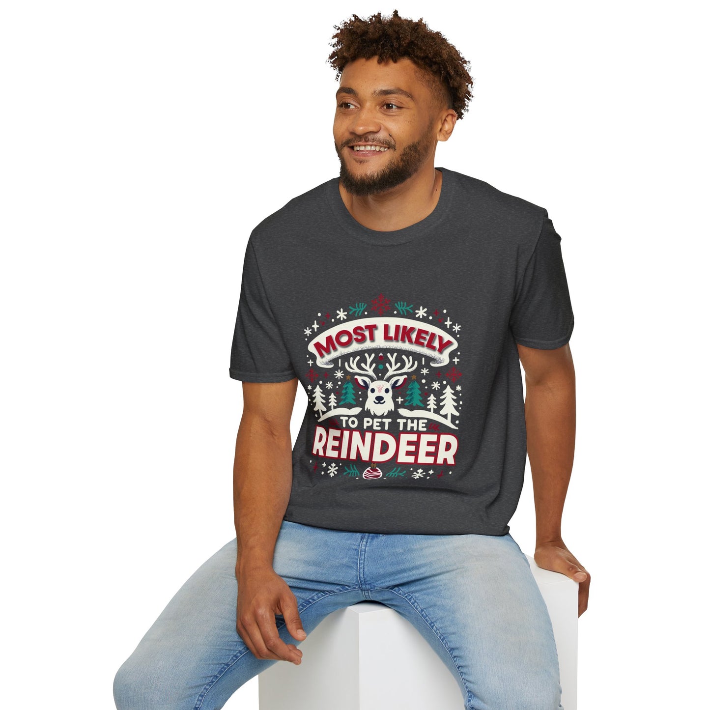 Most Likely to Pet the Reindeer Softstyle T-Shirt