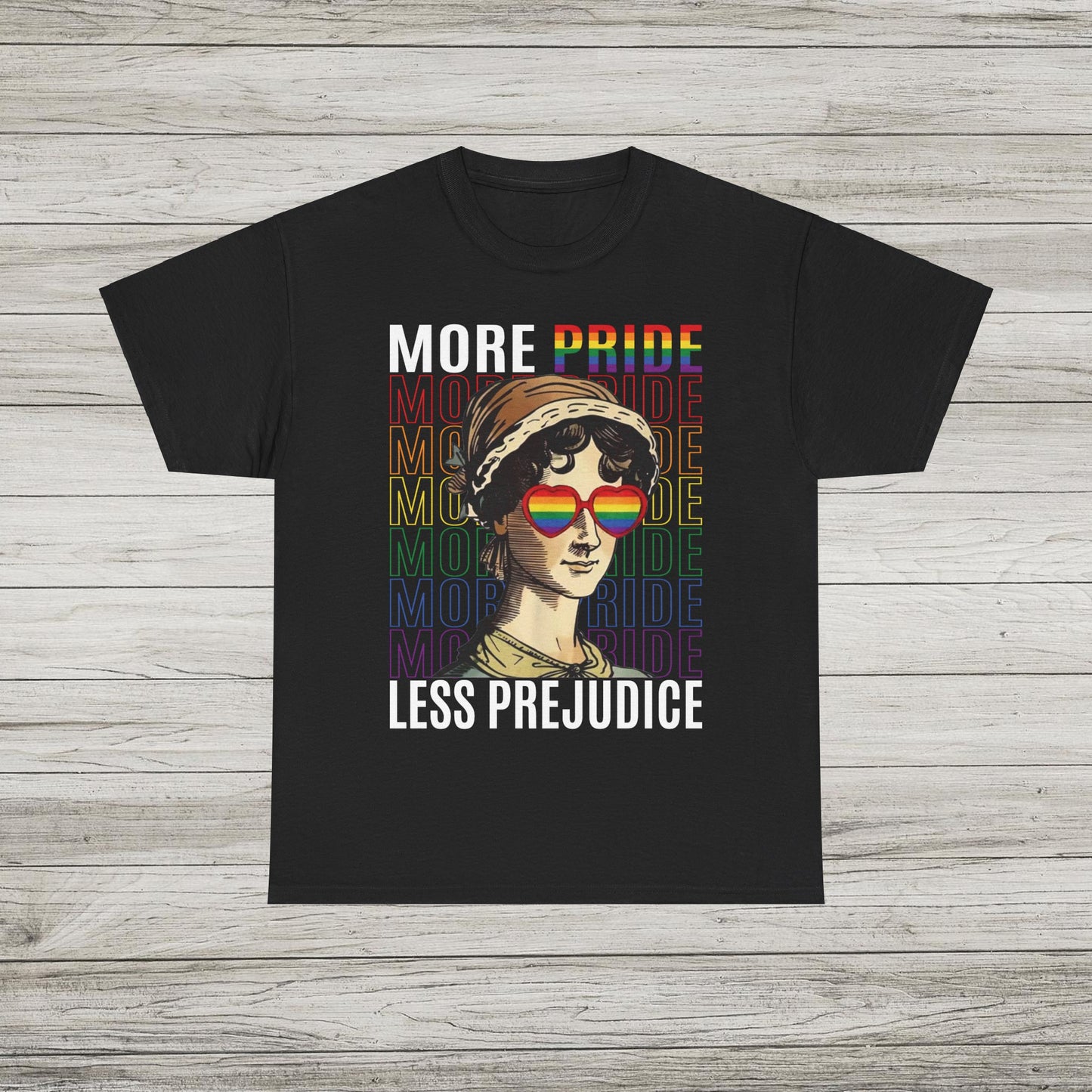 More Pride Less Prejudice T-Shirt, Retro Rainbow Tee