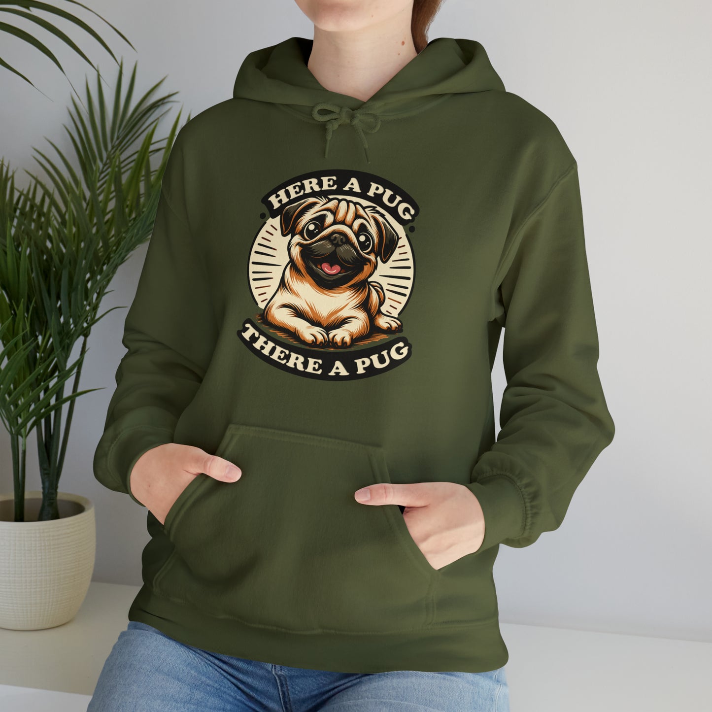 Here a Pug Hooded Sweatshirt