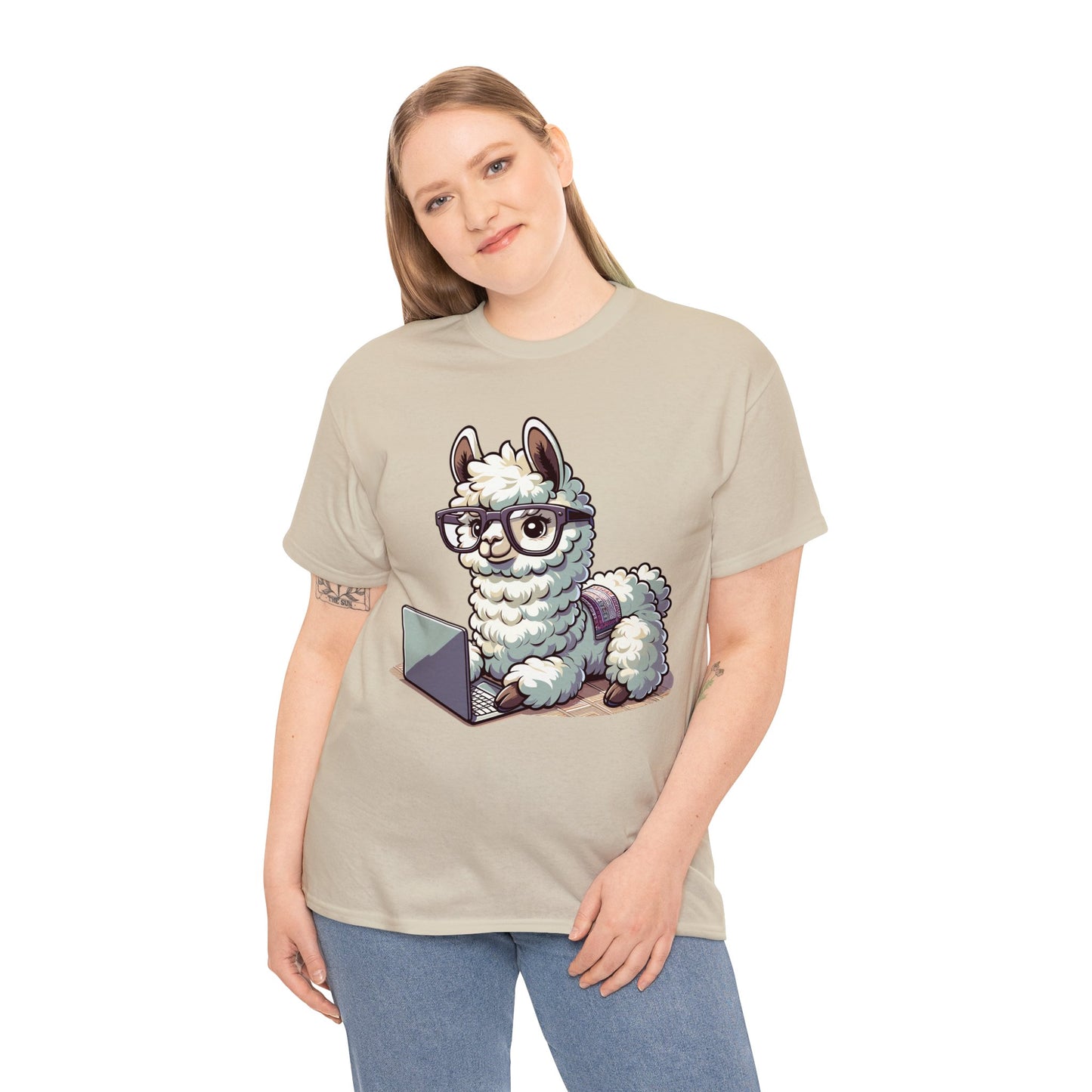 Laptop Llama Heavy Cotton Tee