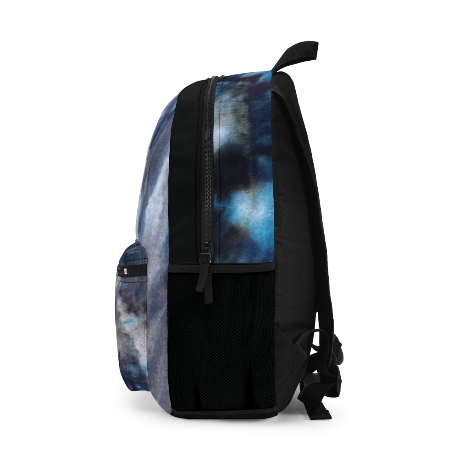 Blue Gray Watercolor Flames Campfire Backpack, Tie Dye Style Back to School Bag Back Pack