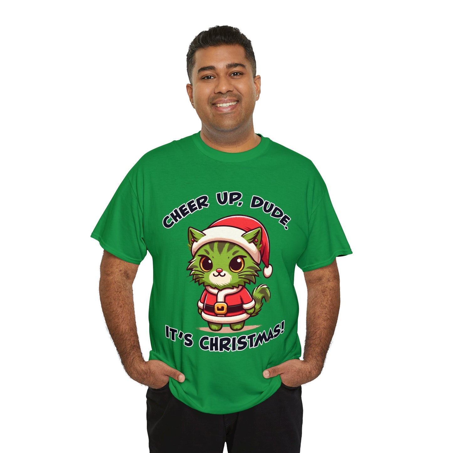 Cheer Up Dude Christmas Unisex Heavy Cotton Tee