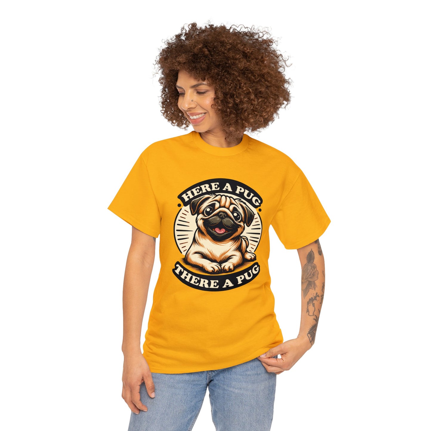 Here a Pug Heavy Cotton Tee