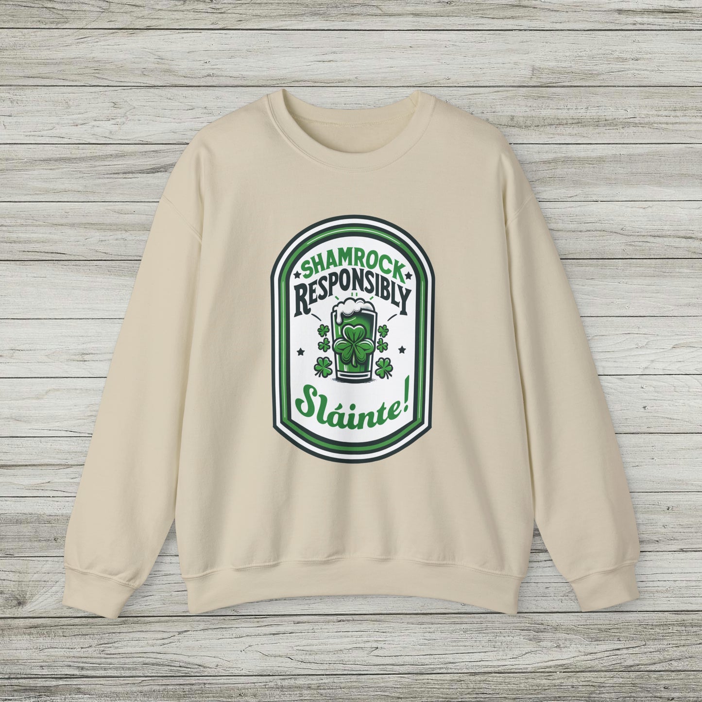 Shamrock Responsibly Slainte Sweatshirt, St. Patrick's Day Crewneck, Funny Lucky Beer Drinking Shirt