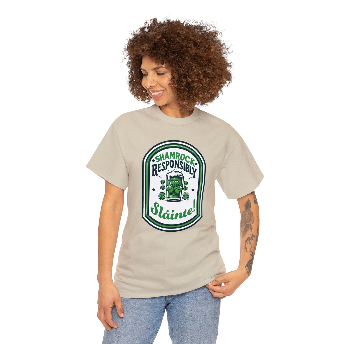 Shamrock Responsibly Slainte T-Shirt, St. Patrick's Day Tee, Lucky Funny Beer Drinking Shirt