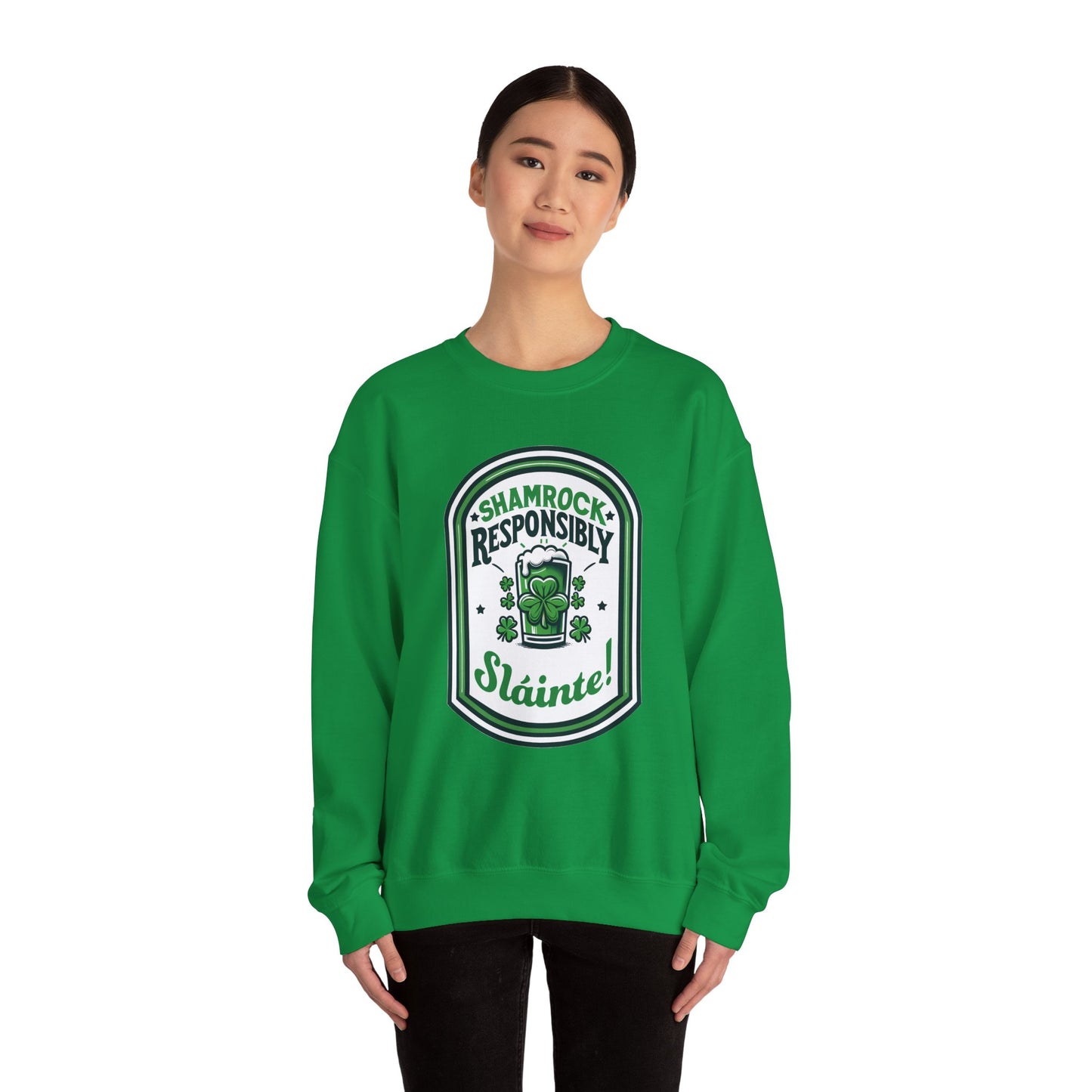 Shamrock Responsibly Slainte Sweatshirt, St. Patrick's Day Crewneck, Funny Lucky Beer Drinking Shirt