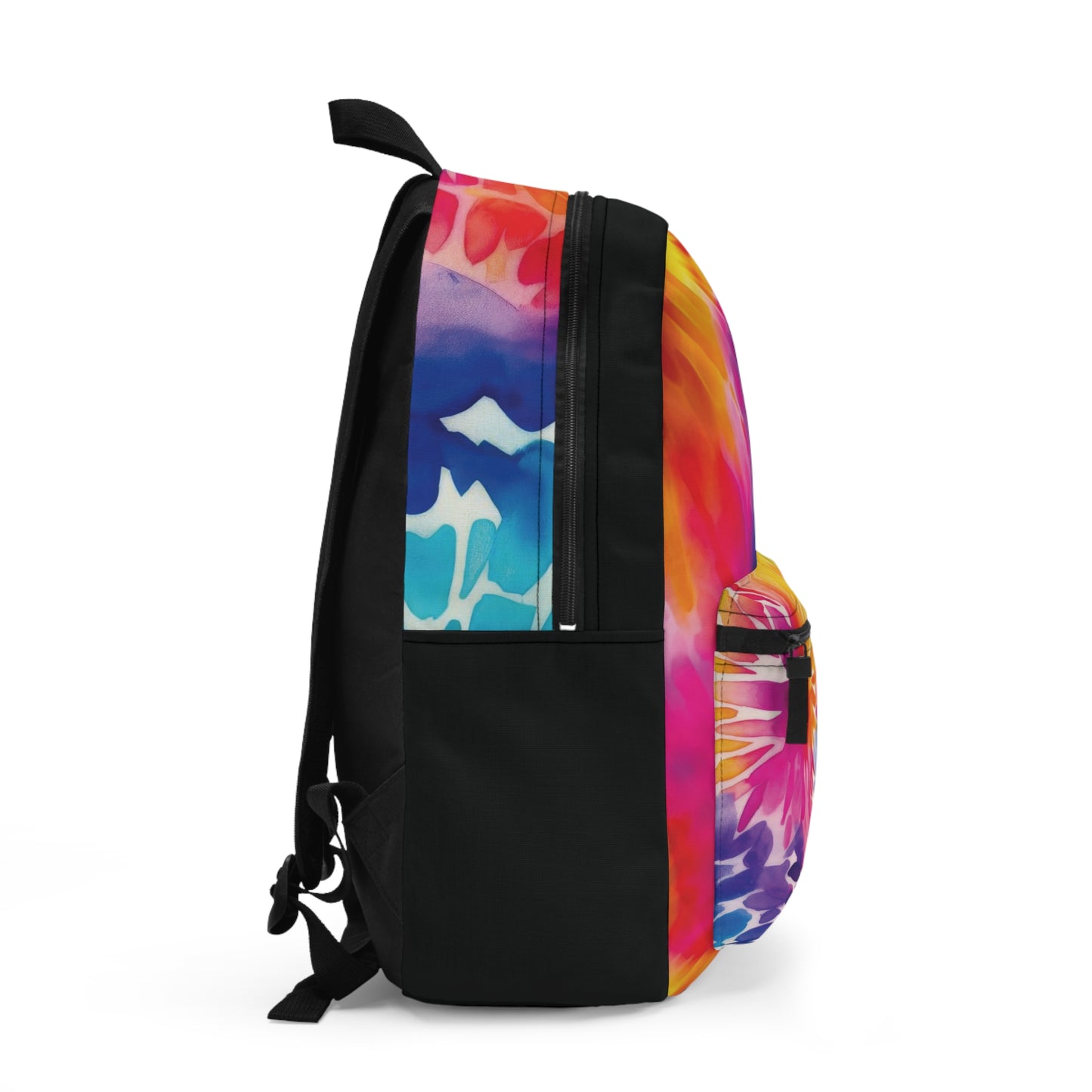 Rainbow Watercolor Flowers Backpack, Wildflowers Tie Dye Style for Nature Lovers, Colorful Back to School Bag