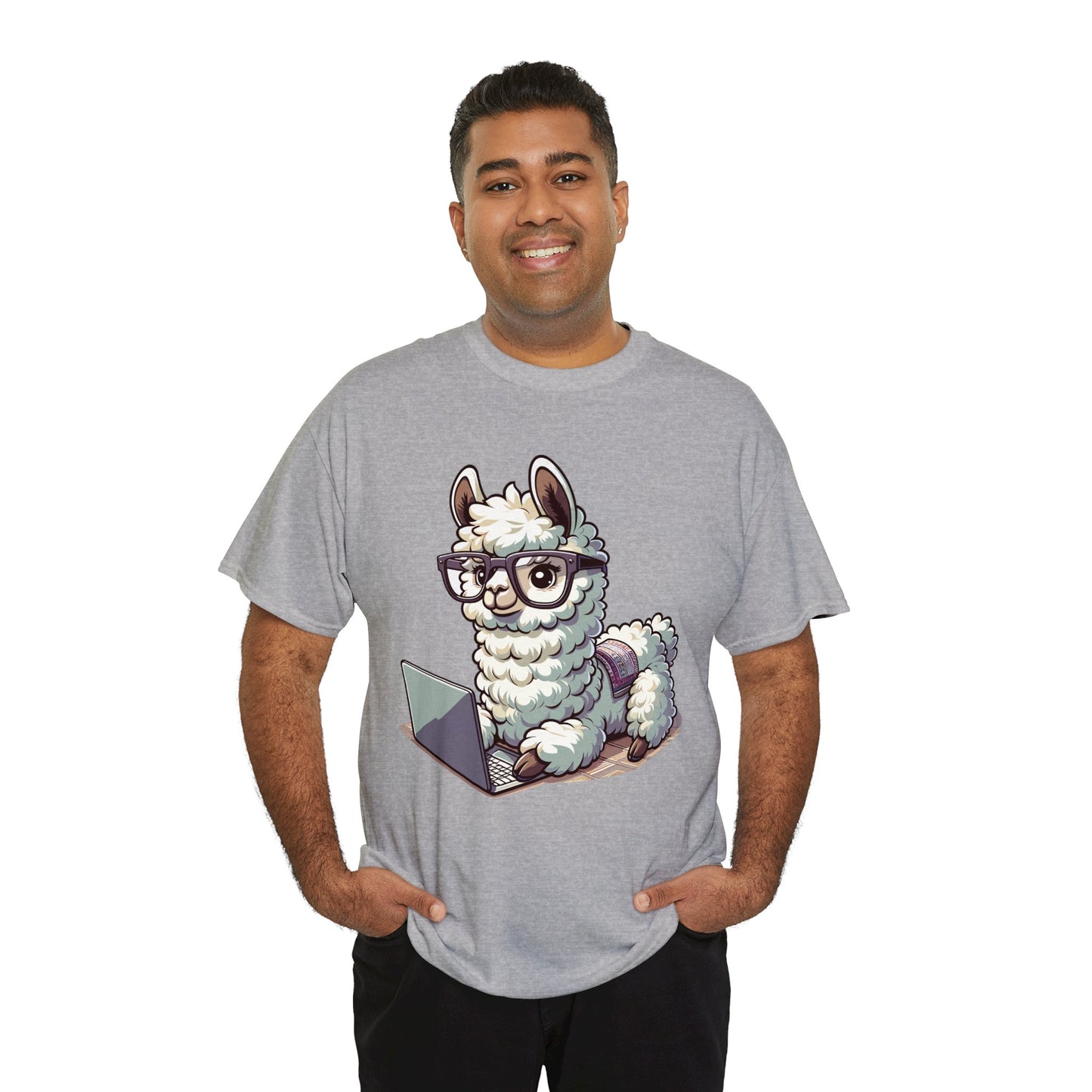 Laptop Llama Heavy Cotton Tee