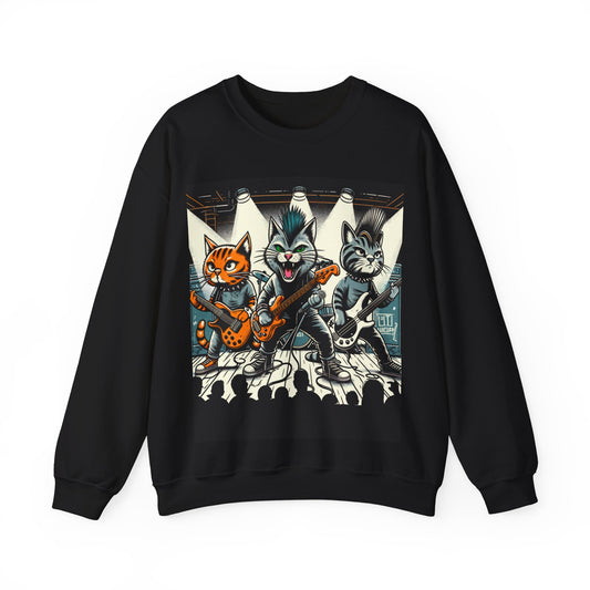 Punk Rock Band Cats Bootleg Style Concert Crewneck Sweatshirt