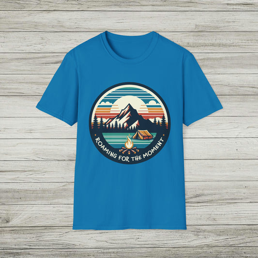 Camping Roaming Softstyle T-Shirt, Outdoor Adventures Tee, Retro Campfire TShirt, Gift for Camper Nature Wilderness Lovers