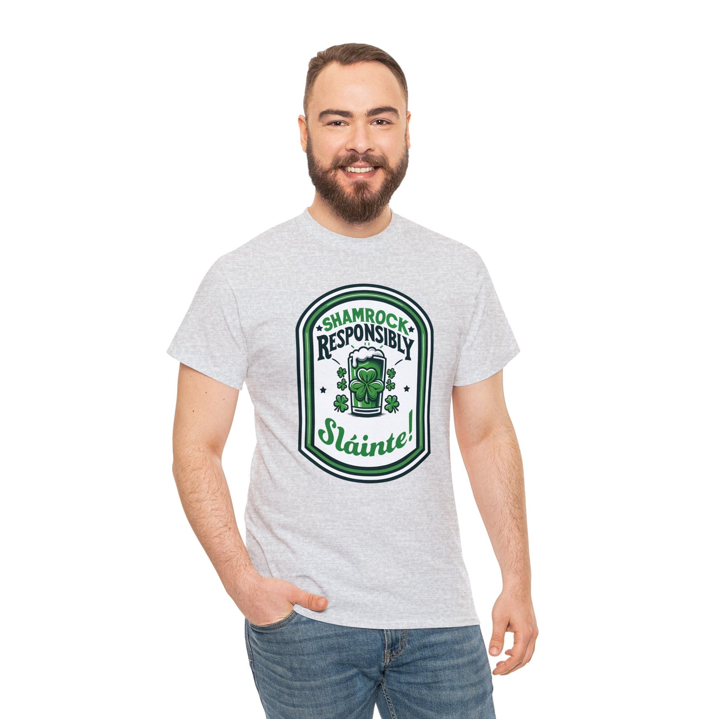 Shamrock Responsibly Slainte T-Shirt, St. Patrick's Day Tee, Lucky Funny Beer Drinking Shirt