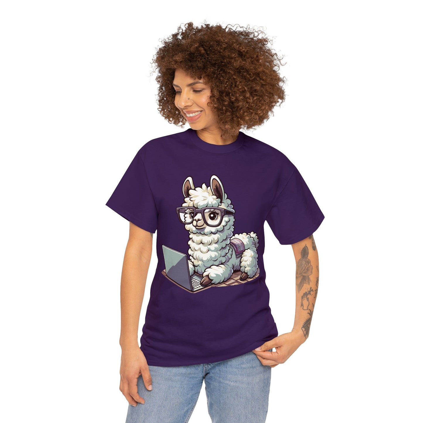 Laptop Llama Heavy Cotton Tee