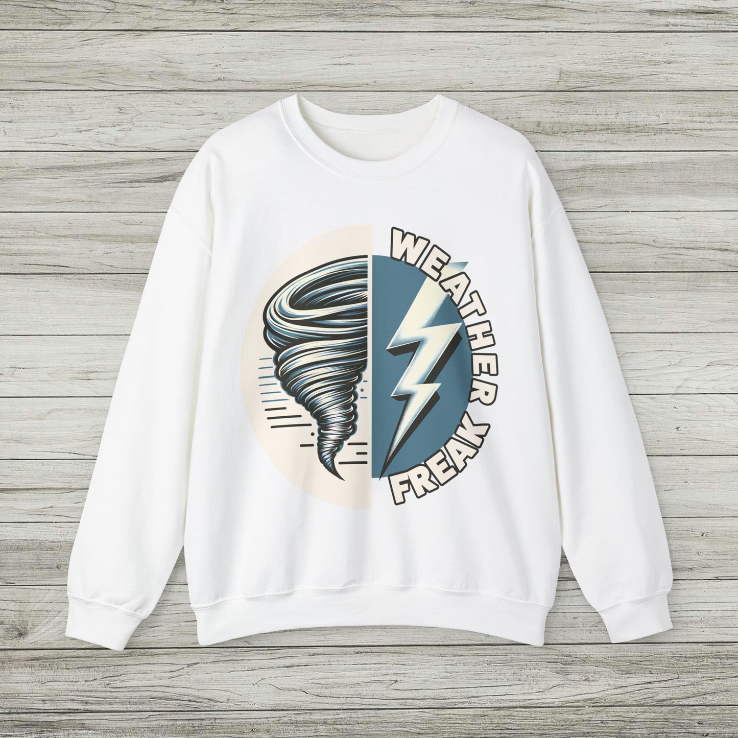 Weather Freak Storm Chaser Crewneck Sweatshirt, Tornado Sweater, Lightning Bolt Meteorology WX Science Nerd Sweatshirt