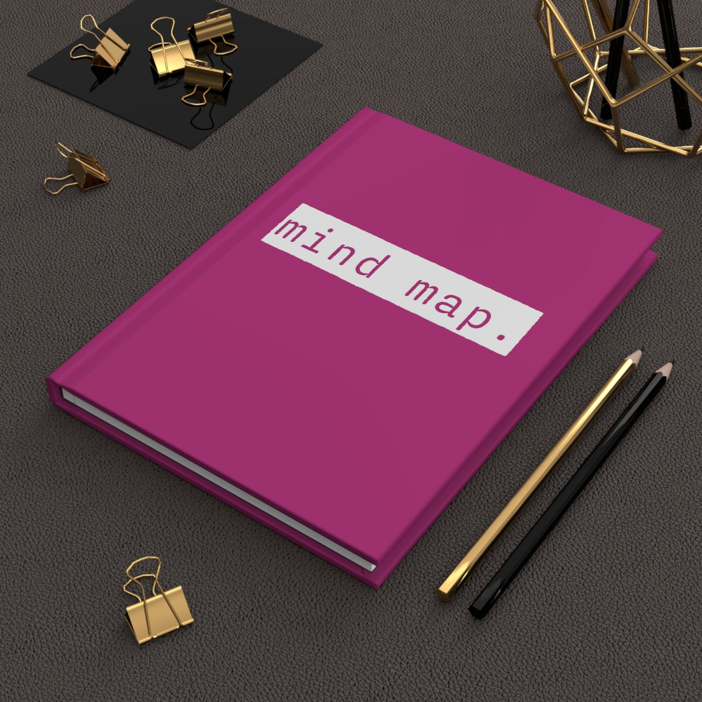 Mind Map Pink Matte Hardcover Journal | Blank Book for Ideas and Planning | Lined Notebook Diary Log