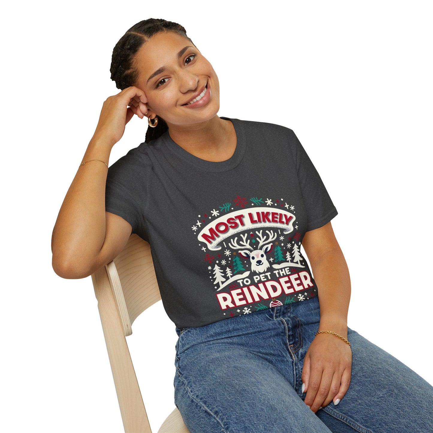 Most Likely to Pet the Reindeer Softstyle T-Shirt