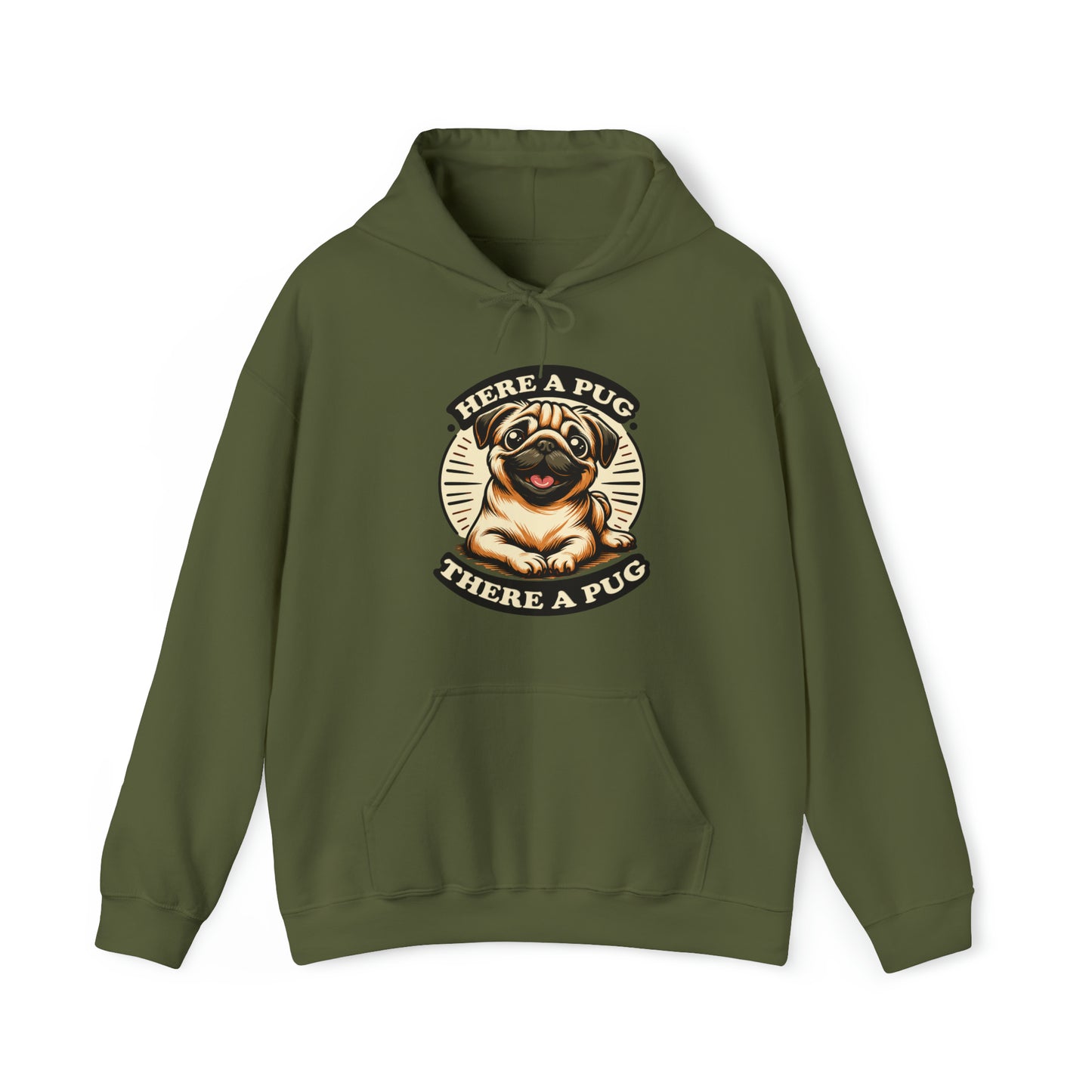 Here a Pug Hooded Sweatshirt