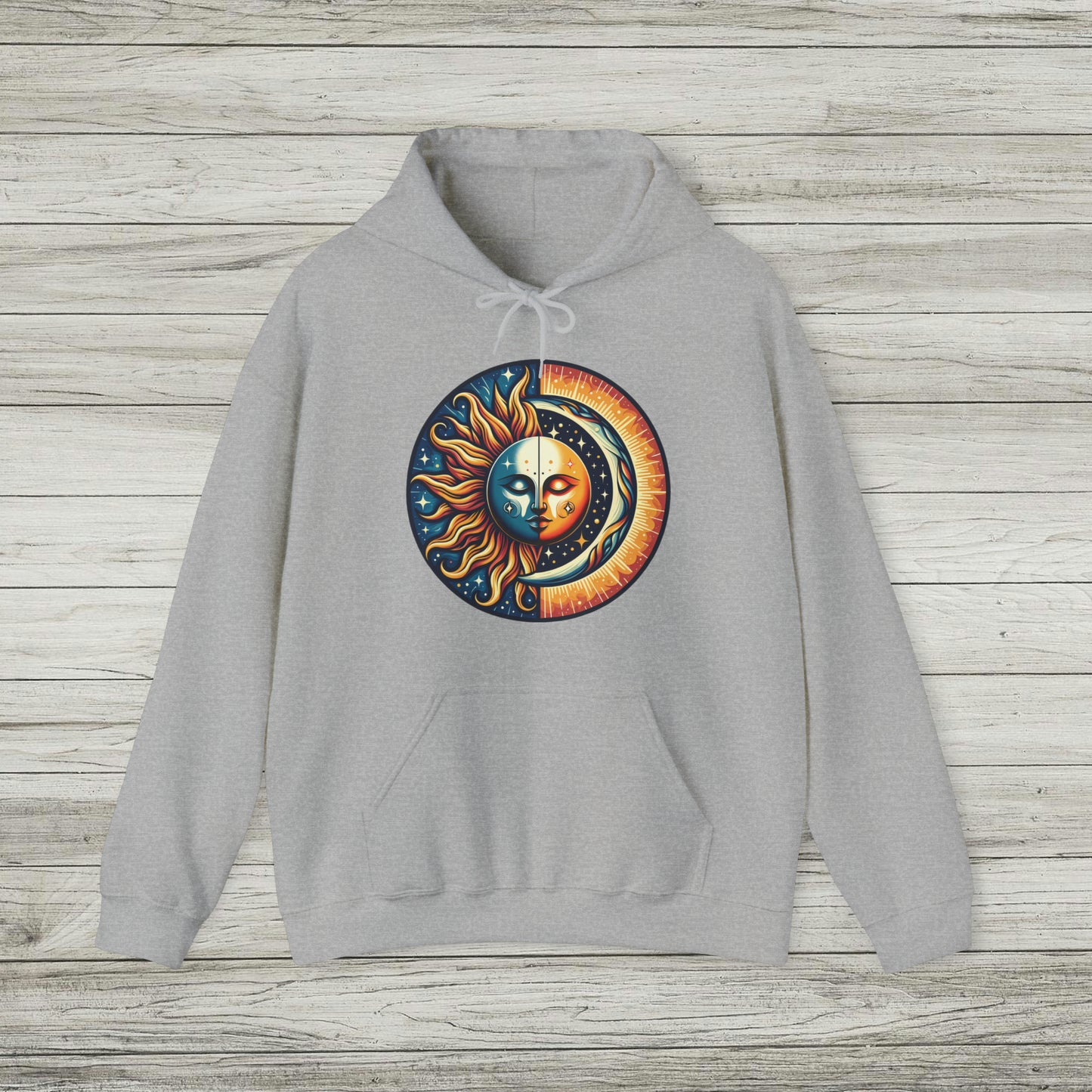 Celestial Sun Moon Hoodie, Mystic Festival Sweatshirt, Colorful Boho Bohemian Aesthetic Sweater Hooded Sweatshirt