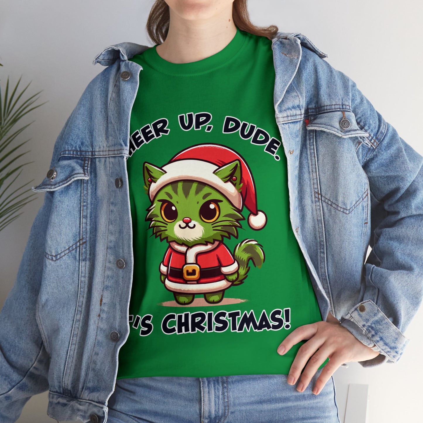 Cheer Up Dude Christmas Unisex Heavy Cotton Tee