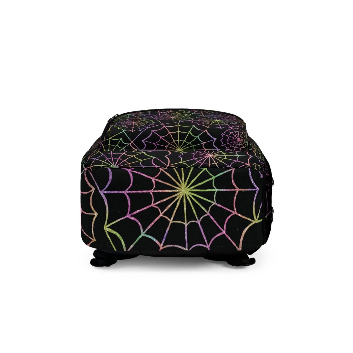 Rainbow Spider Webs Backpack, Neon Web, Spooky Back to School Bag