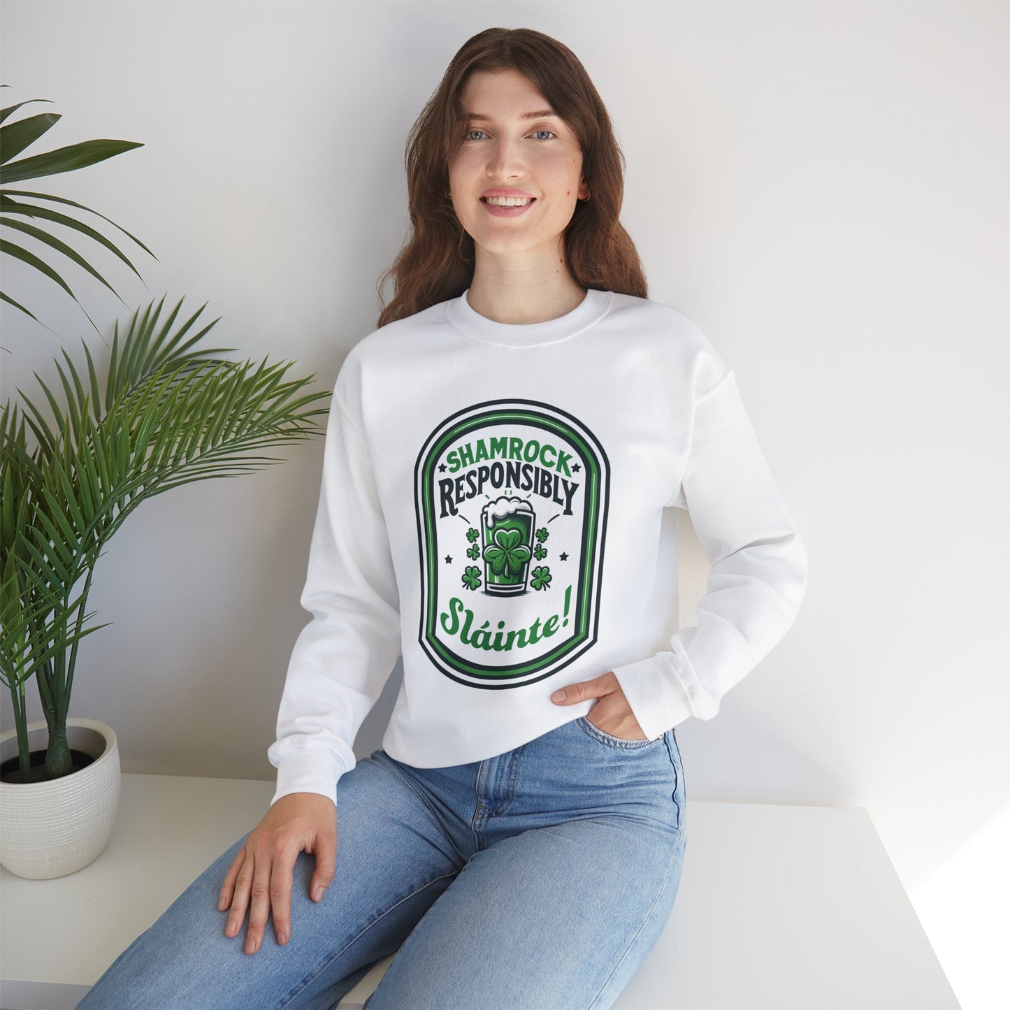 Shamrock Responsibly Slainte Sweatshirt, St. Patrick's Day Crewneck, Funny Lucky Beer Drinking Shirt