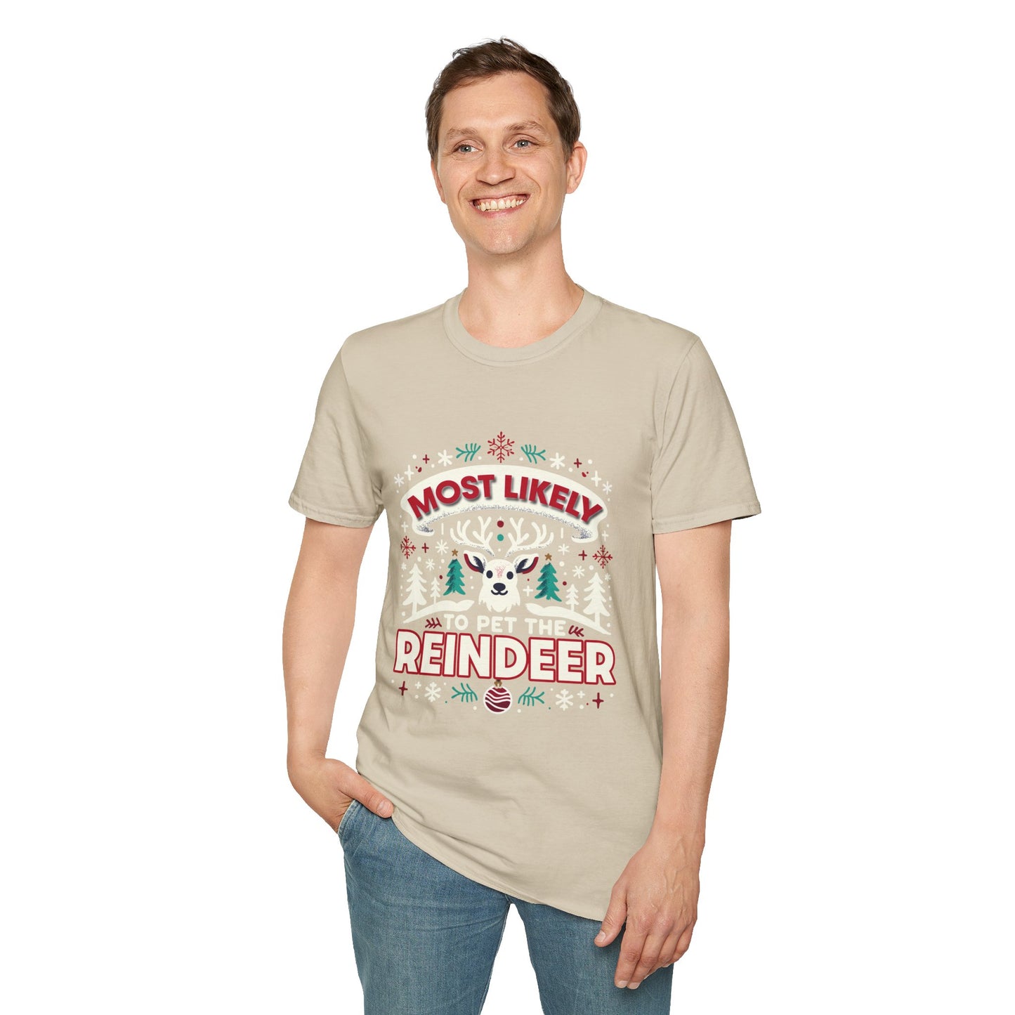 Most Likely to Pet the Reindeer Softstyle T-Shirt