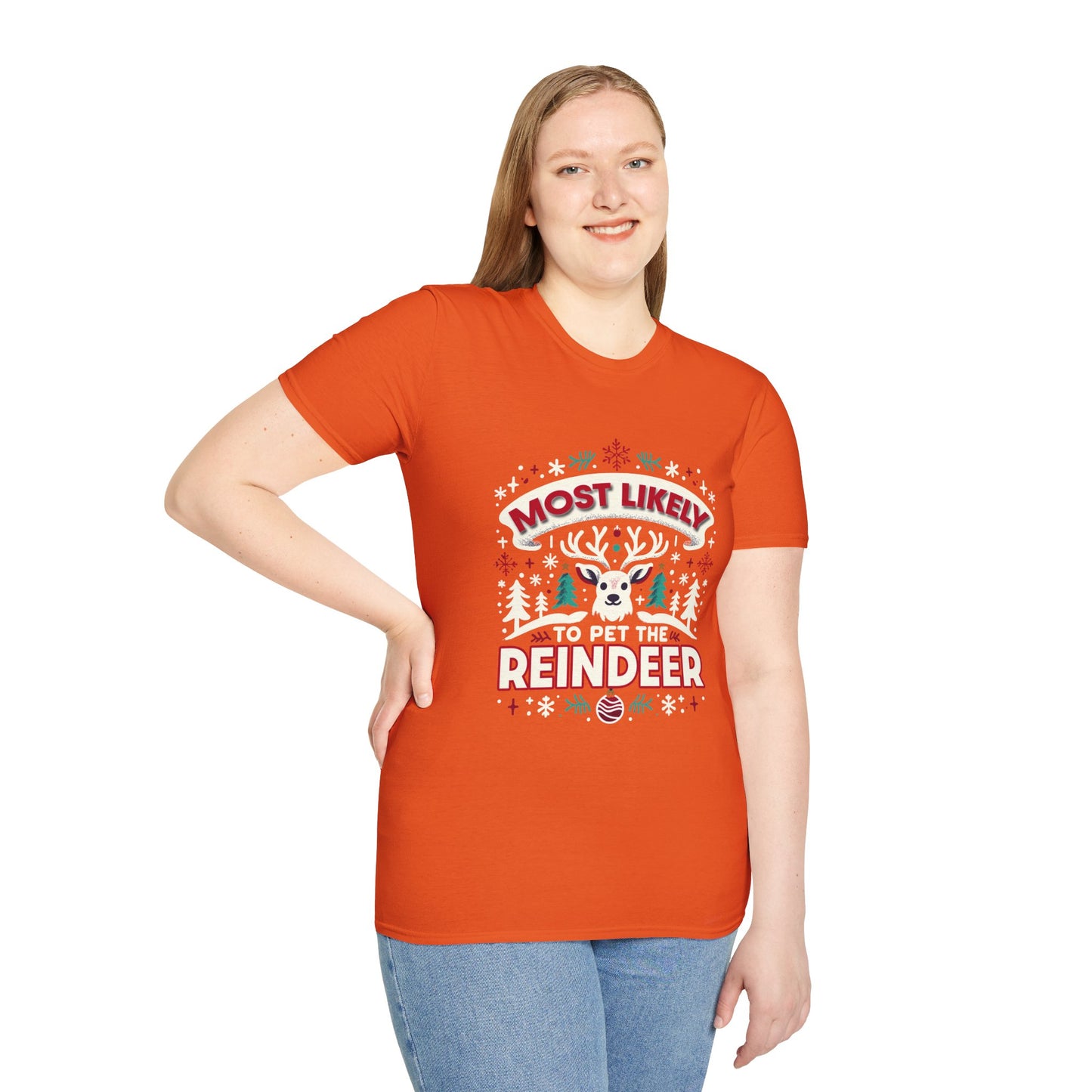 Most Likely to Pet the Reindeer Softstyle T-Shirt