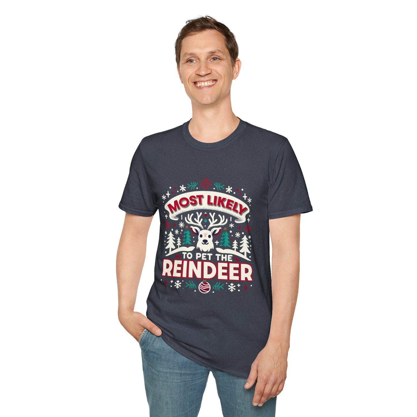 Most Likely to Pet the Reindeer Softstyle T-Shirt