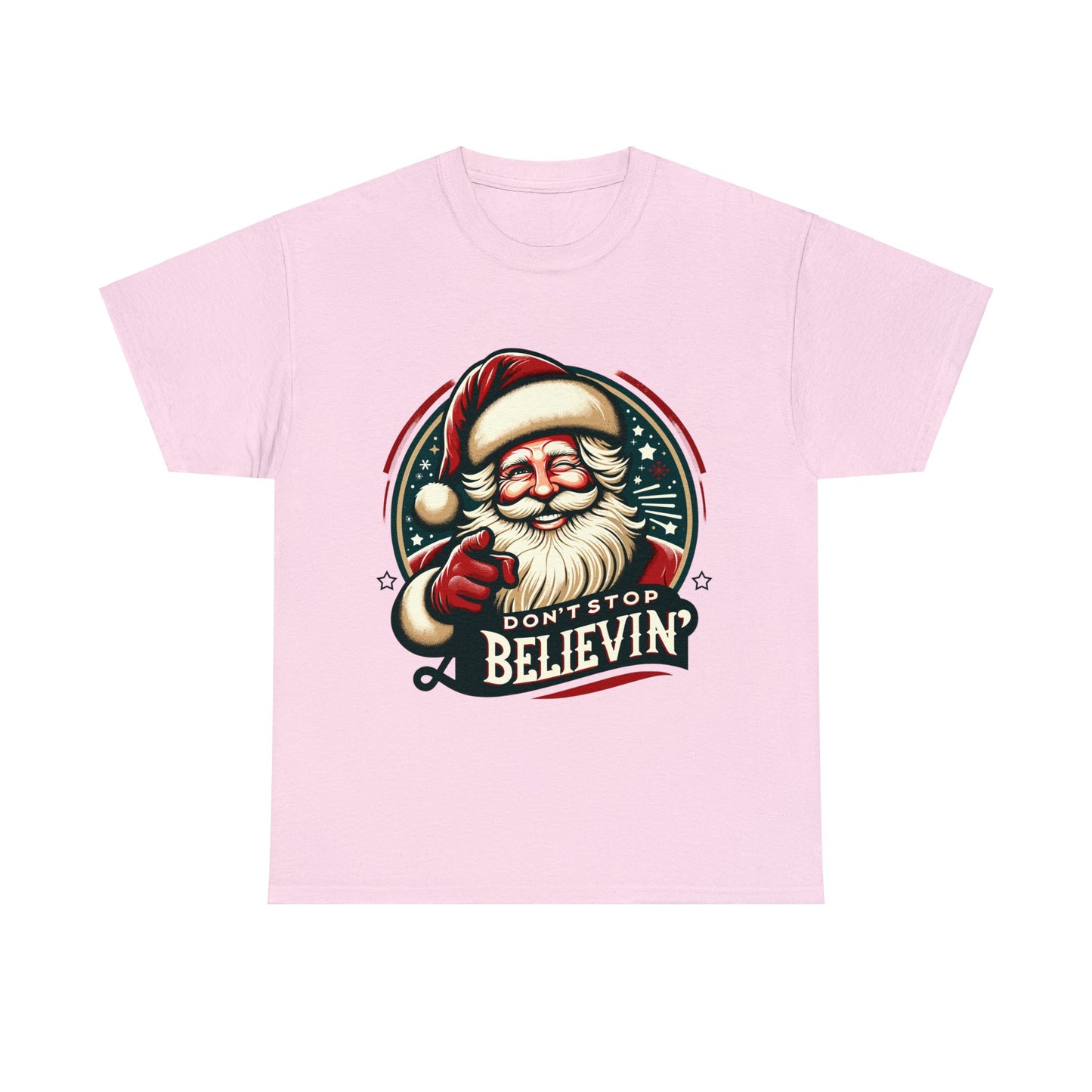 Don't Stop Believin' Santa Heavy Cotton Tee