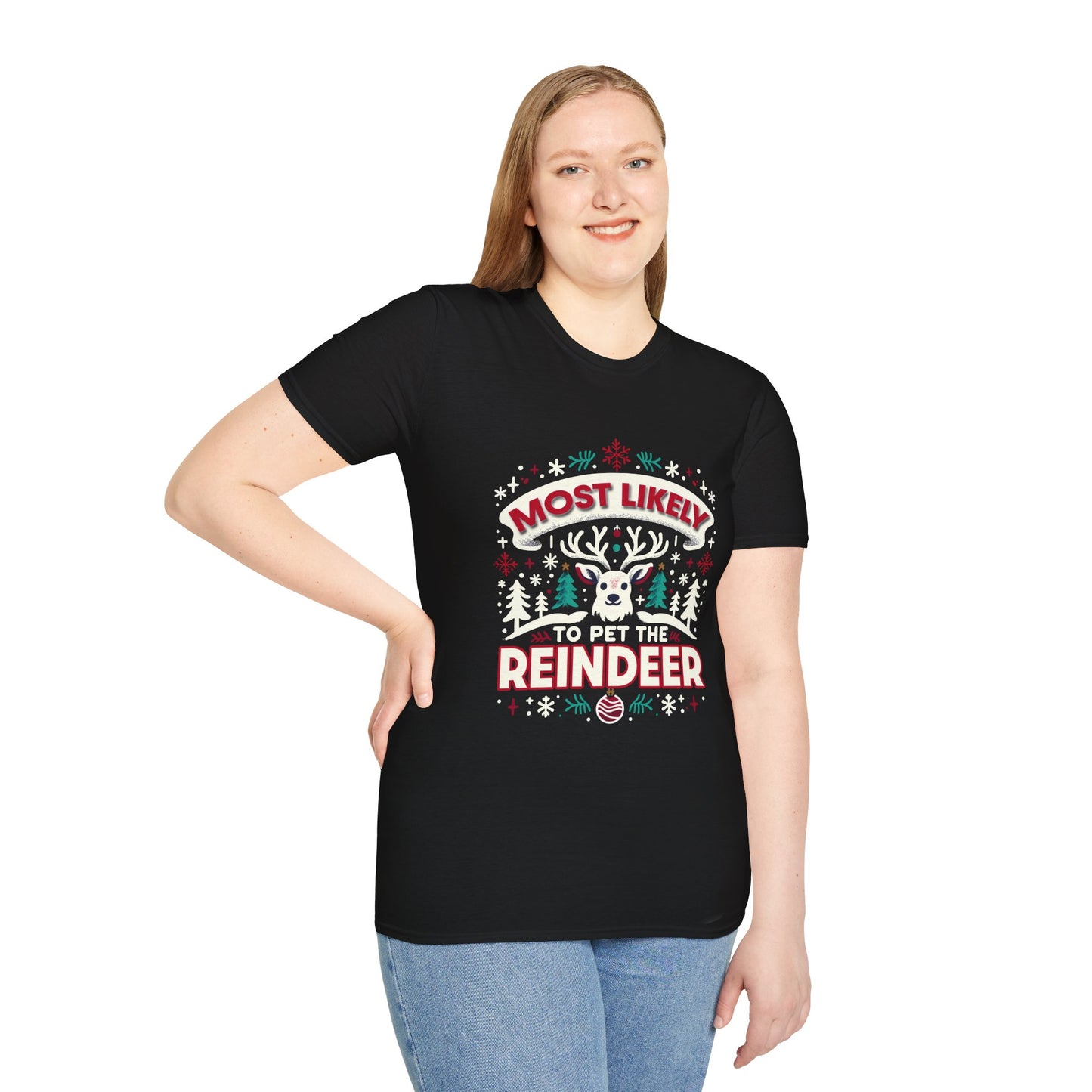 Most Likely to Pet the Reindeer Softstyle T-Shirt