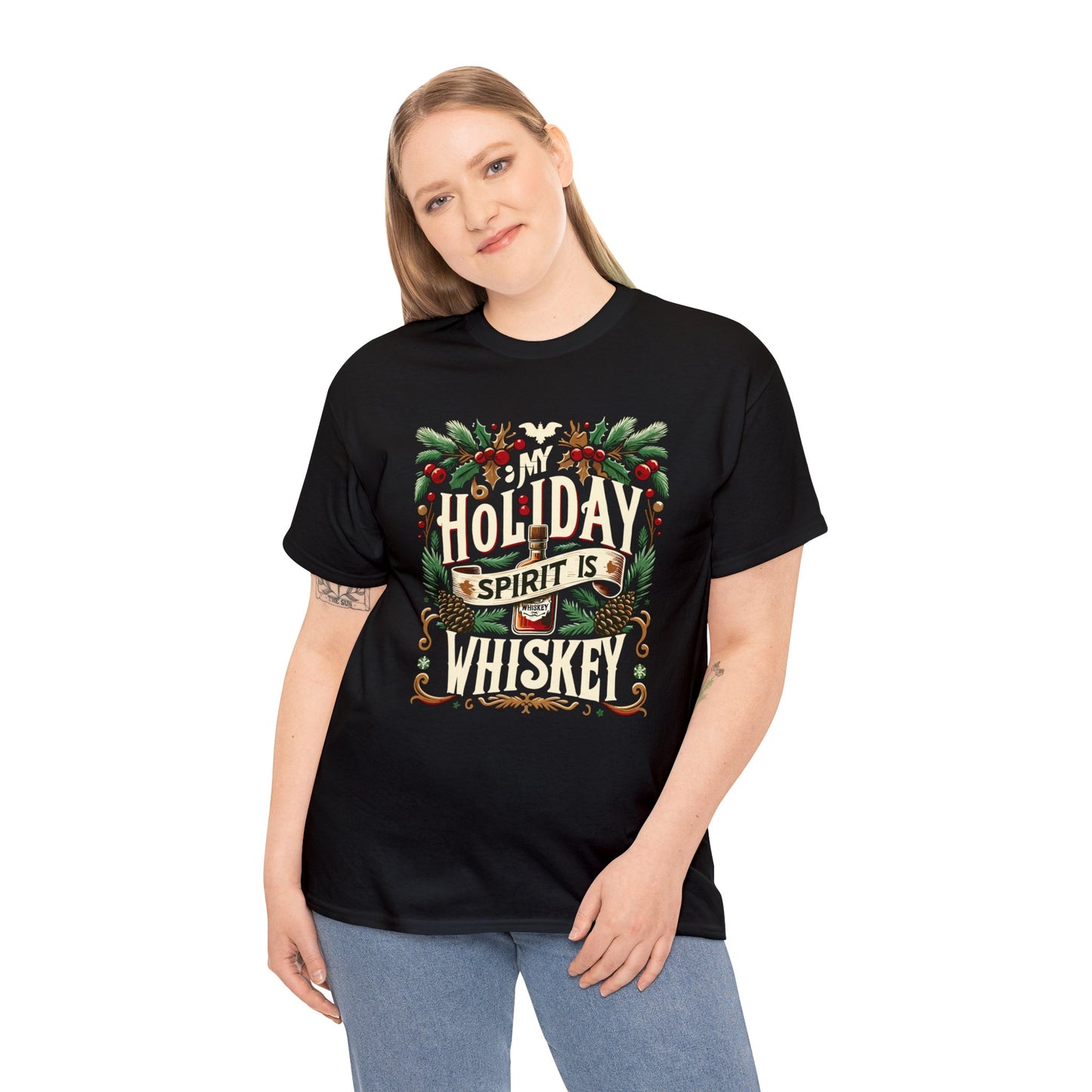 My Holiday Spirit is Whiskey Heavy Cotton Tee