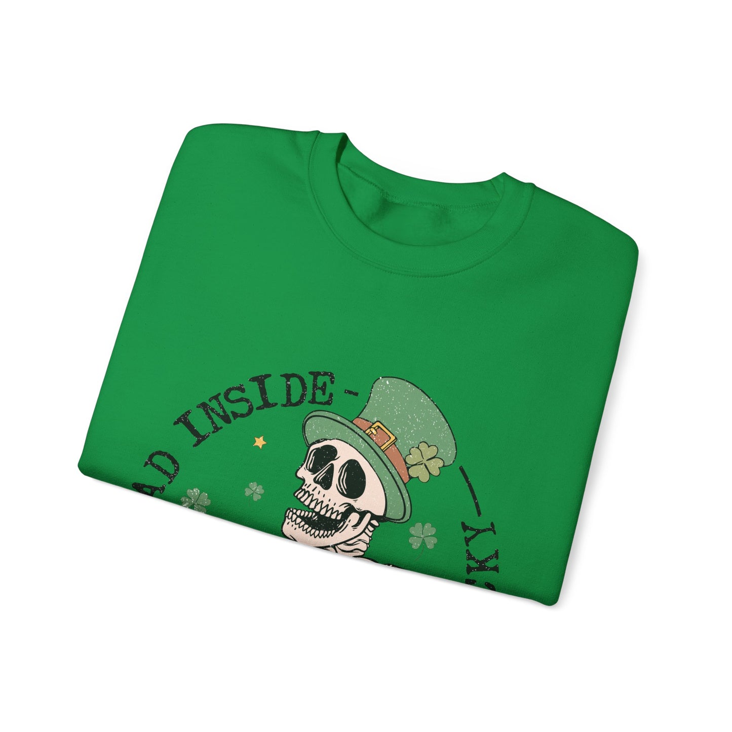 Dead Inside But Feeling Lucky Sweatshirt, St. Patrick's Day Crewneck, Punk Style Funny Beer Drinking Shirt