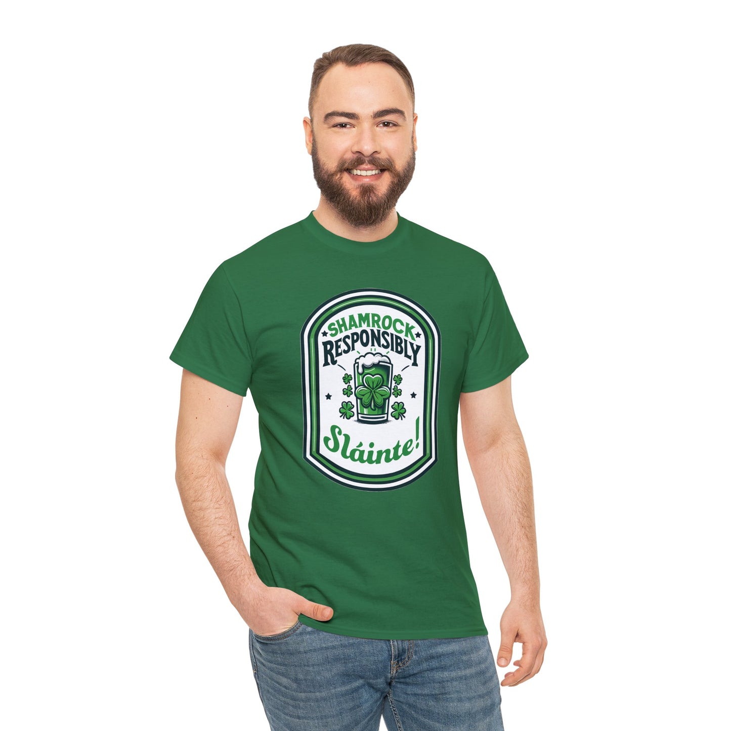 Shamrock Responsibly Slainte T-Shirt, St. Patrick's Day Tee, Lucky Funny Beer Drinking Shirt