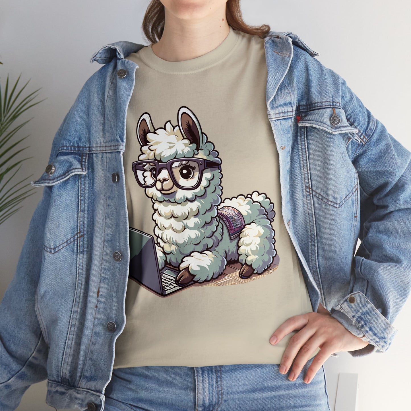 Laptop Llama Heavy Cotton Tee