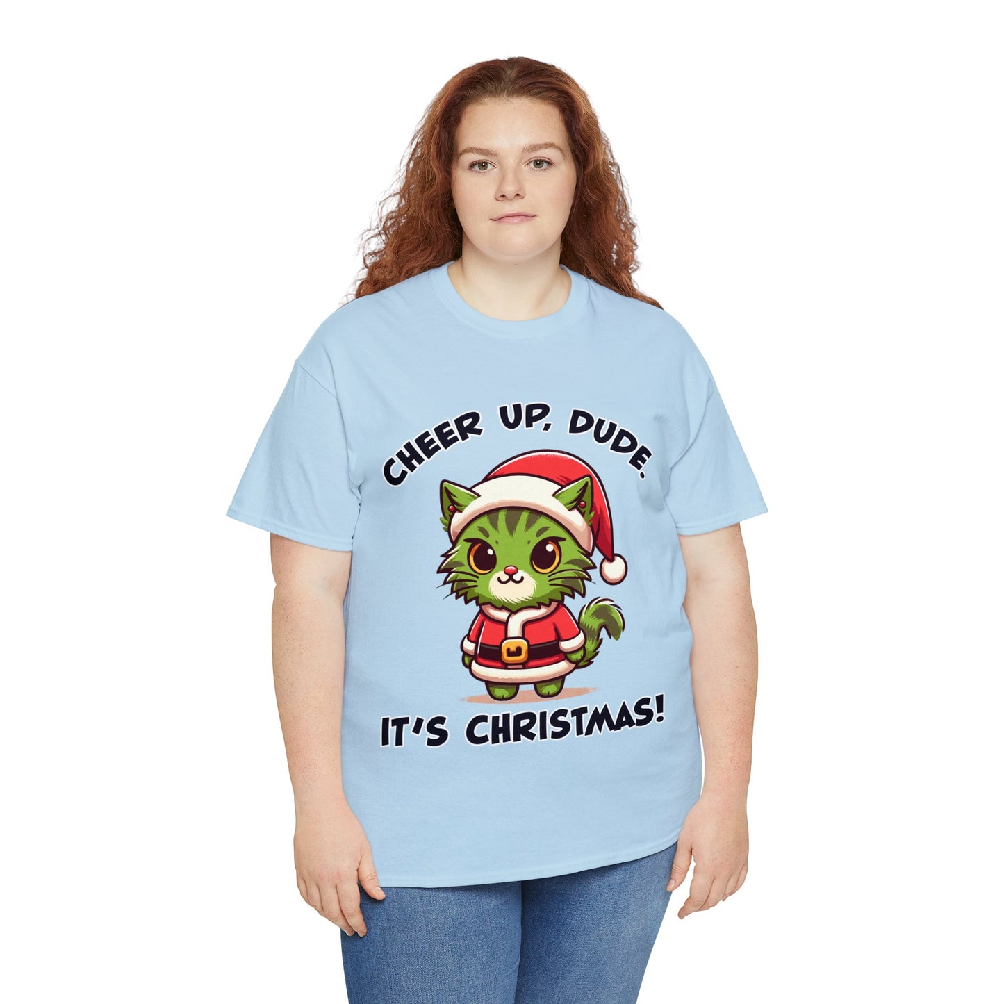 Cheer Up Dude Christmas Unisex Heavy Cotton Tee