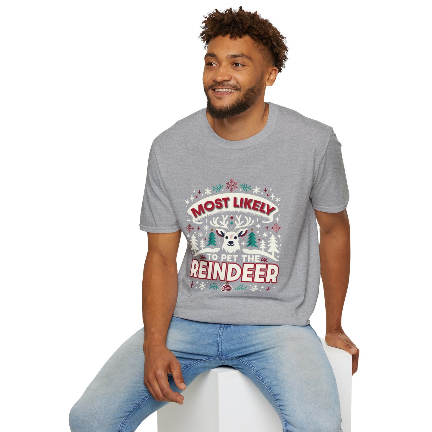 Most Likely to Pet the Reindeer Softstyle T-Shirt