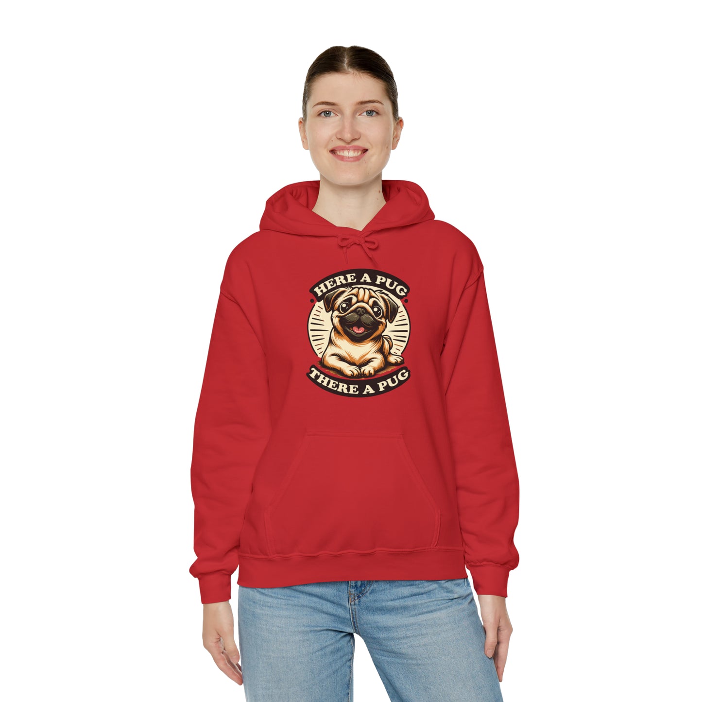 Here a Pug Hooded Sweatshirt