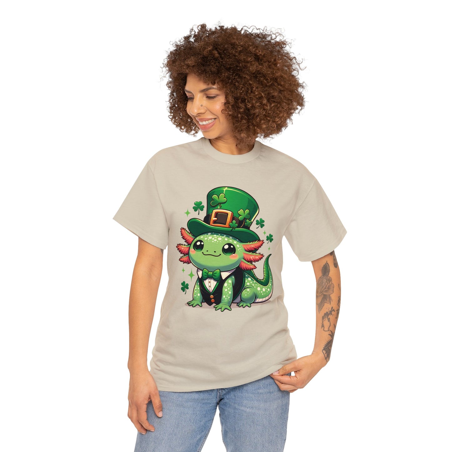 Lucky Axolotl T-Shirt, St. Patrick's Day Tee, Cute Axolotl Leprechaun Shirt, Gift for Irish Friends